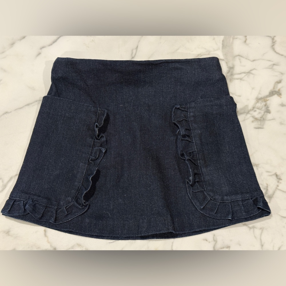 Jacadi Paris Stylish Denim Skirt with Ruffle Details sz. 6Y good used condition